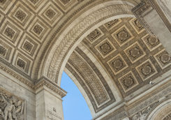 Close up details the Arc de Triomphe in Paris