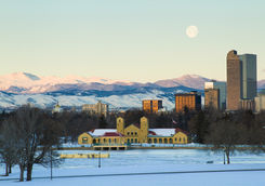 denver skyline in winter