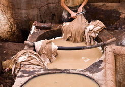 man working in tannery