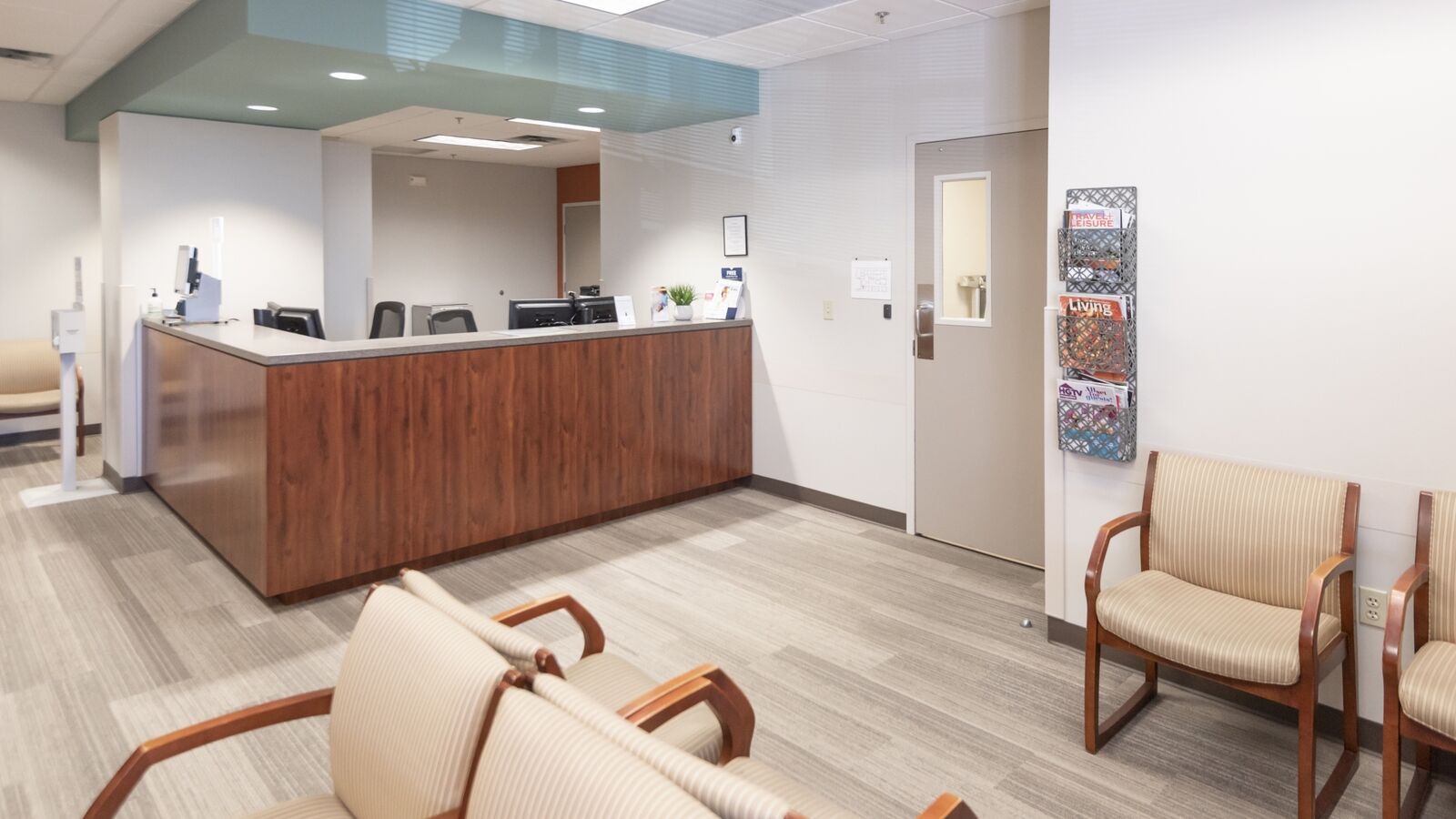 Waiting room area at Semmes Murphey Southaven, with empty chairs.