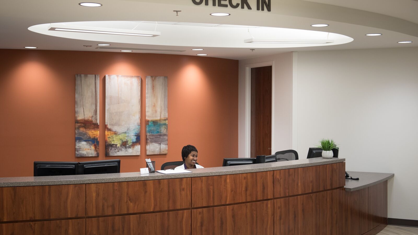 Check-in desk at Semmes Murphey