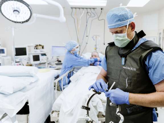 Doctor Bond preparing for brain surgery