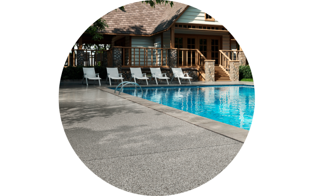 Pool beyond the garage