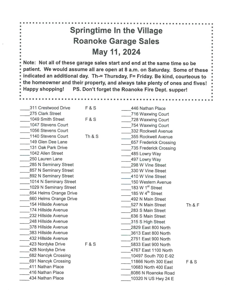 Roanoke Springtime in the village garage sales