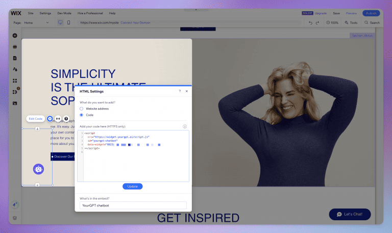 Embed the Code in Wix
