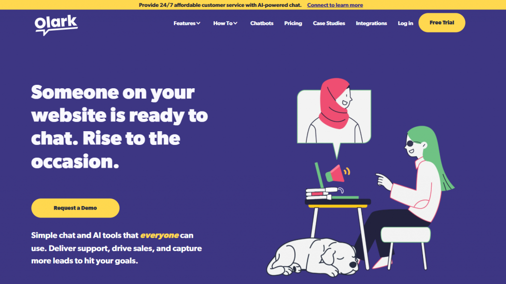 Olark is a lightweight live chat solution that allows businesses to communicate with website visitors in real time.