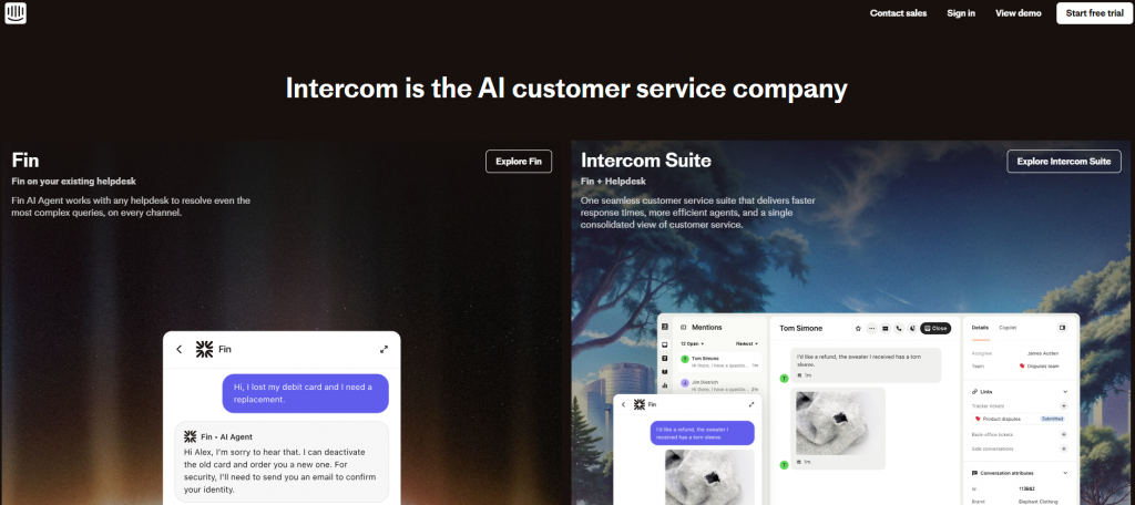 A customer communication platform that combines live chat, AI assistance, and customer engagement tools for support and sales teams.