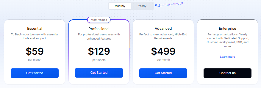 YourGPT pricing on Monthly based