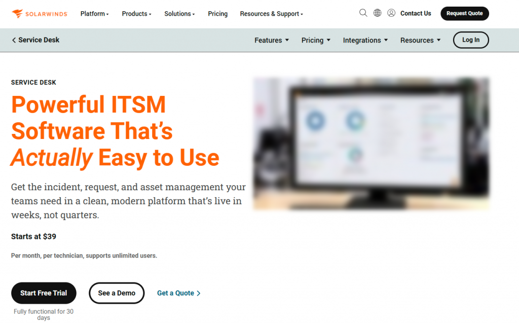 Solarwinds Home Page