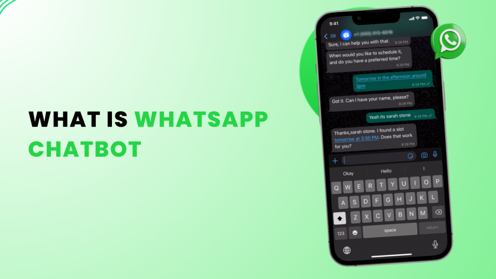 WhatsApp chatbot is with an example scheduling conversation