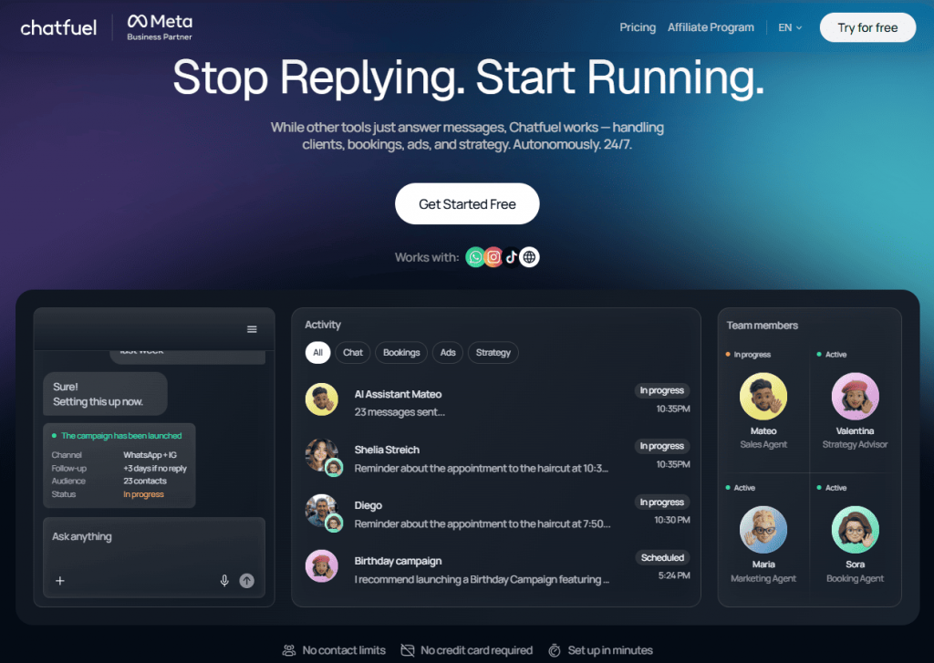 Chatfuel home Page