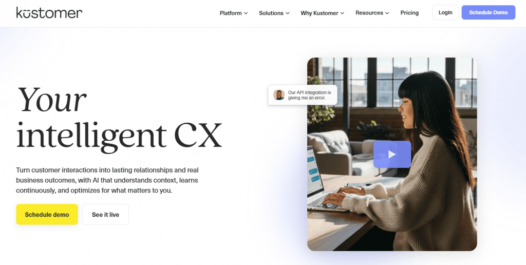 Kustomer is a customer service CRM platform that provides a unified customer view, AI-powered automation, and omnichannel support.