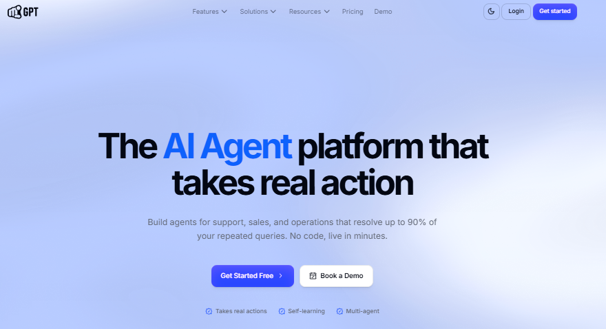 YourGPT home page 