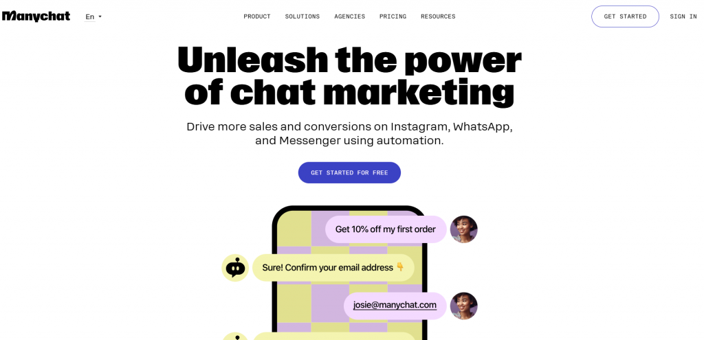 ManyChat is designed for businesses that rely on conversational marketing via social platforms.