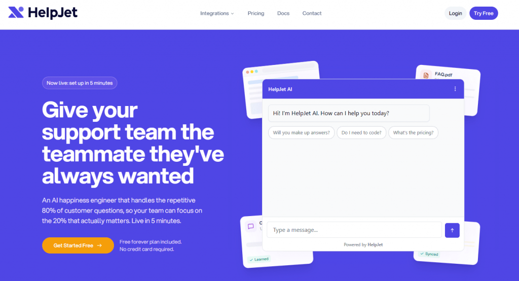HelpJet home page
