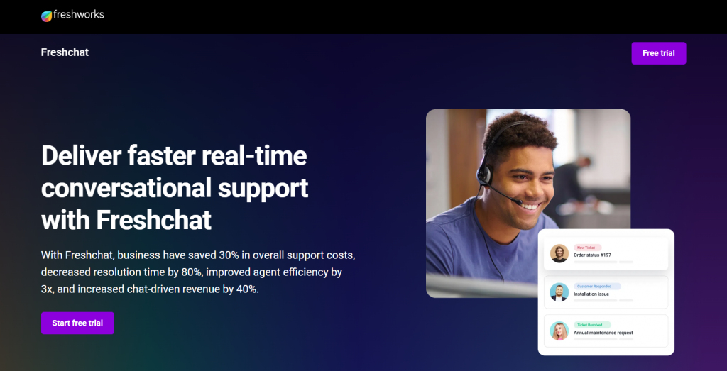 Freshchat home page