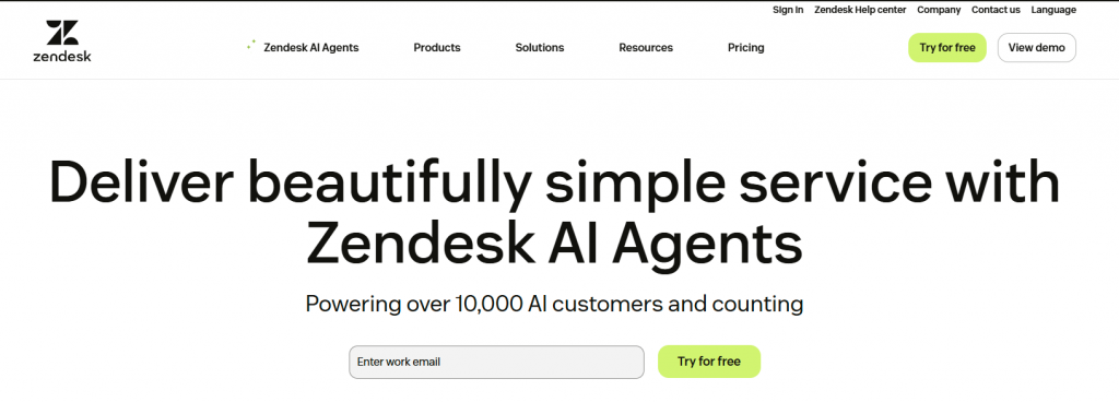 Zendesk AI helps support teams deflect tickets, route queries, and assist agents in real time. 