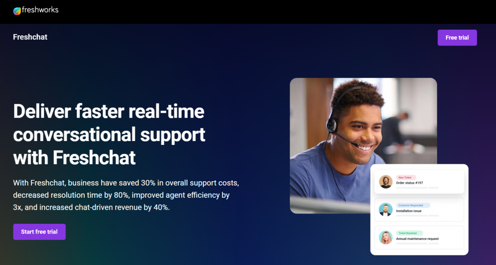 Freshchat enables businesses to engage with customers using bots and agents across web, mobile, and messaging apps. 
