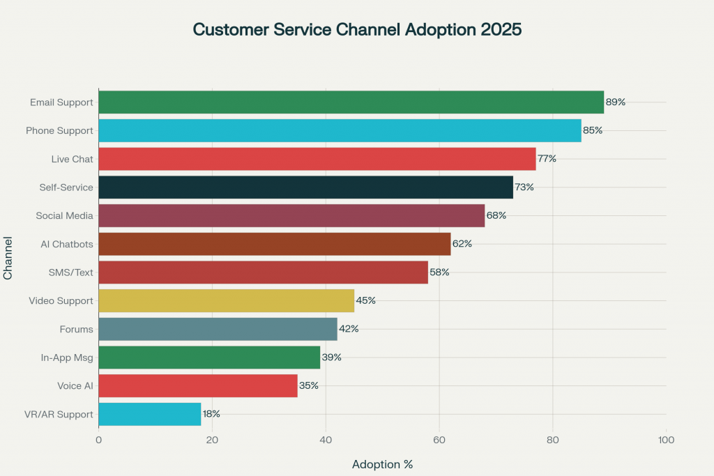 Customer service channel adoption in 2025