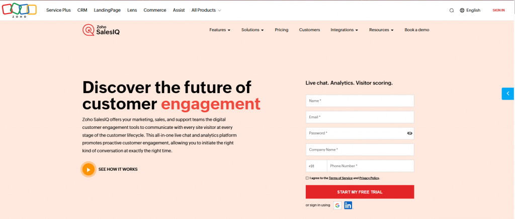 Zoho SalesIQ is part of the broader Zoho ecosystem, making it a natural choice for businesses already using Zoho CRM.