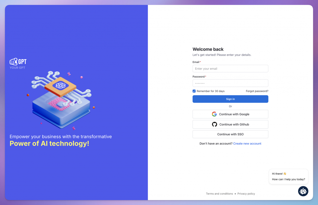 YourGPT account creation page