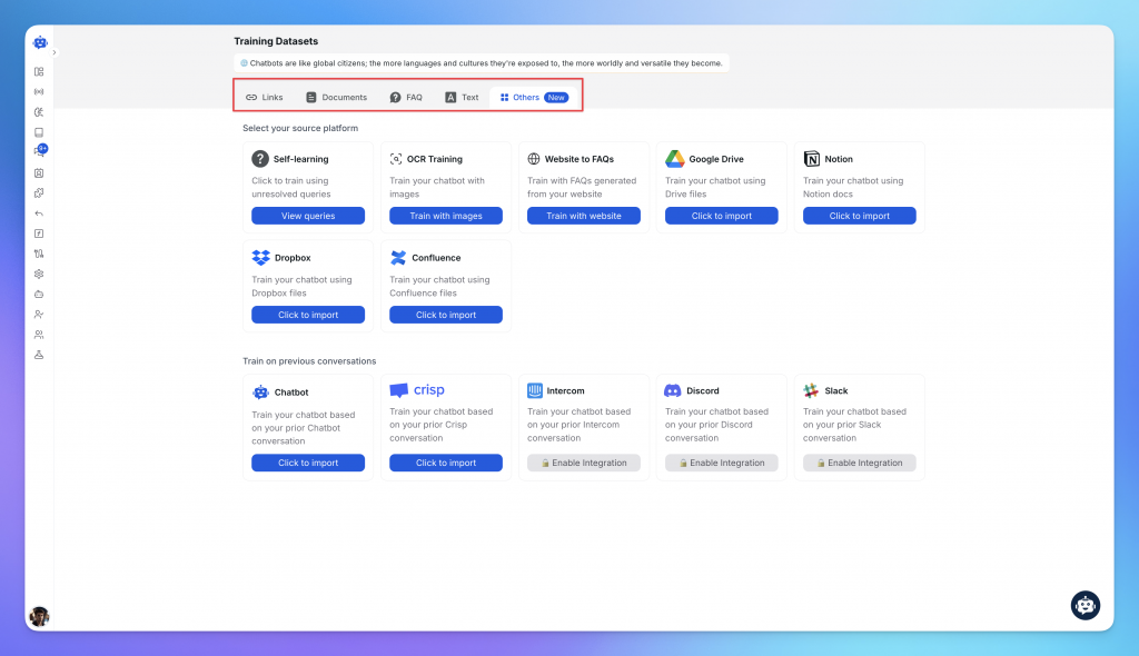 Train the Chatbot With Your Business Content