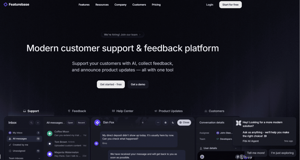 featurebase home page