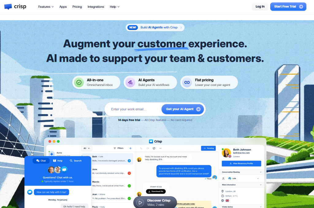 Crisp is a messaging suite offering multichannel support, automation.