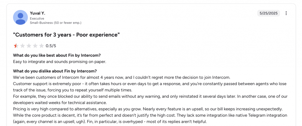 Intercom review by the user