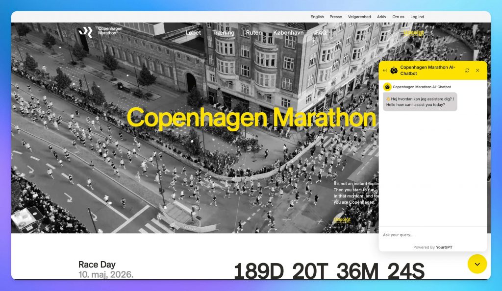 live YourGPT AI chatbot widget on WordPress site