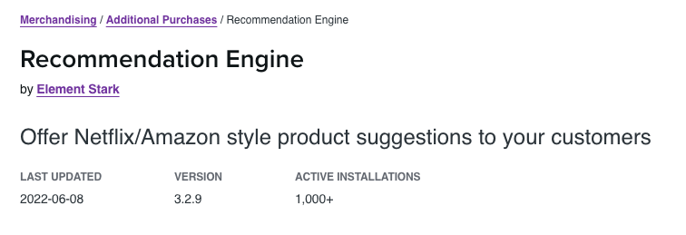 Recommendation Engine by Element Stark