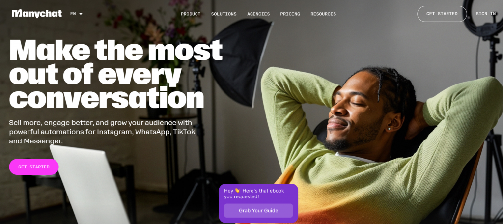 Manychat is designed for Instagram, Facebook Messenger, and WhatsApp.