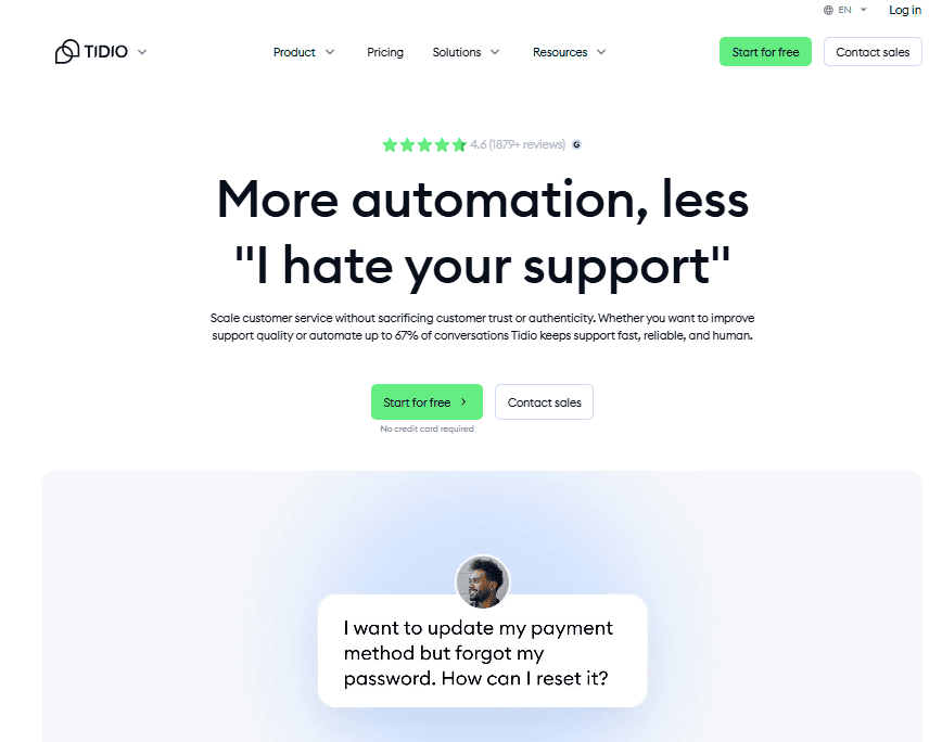 Tidio Home Page