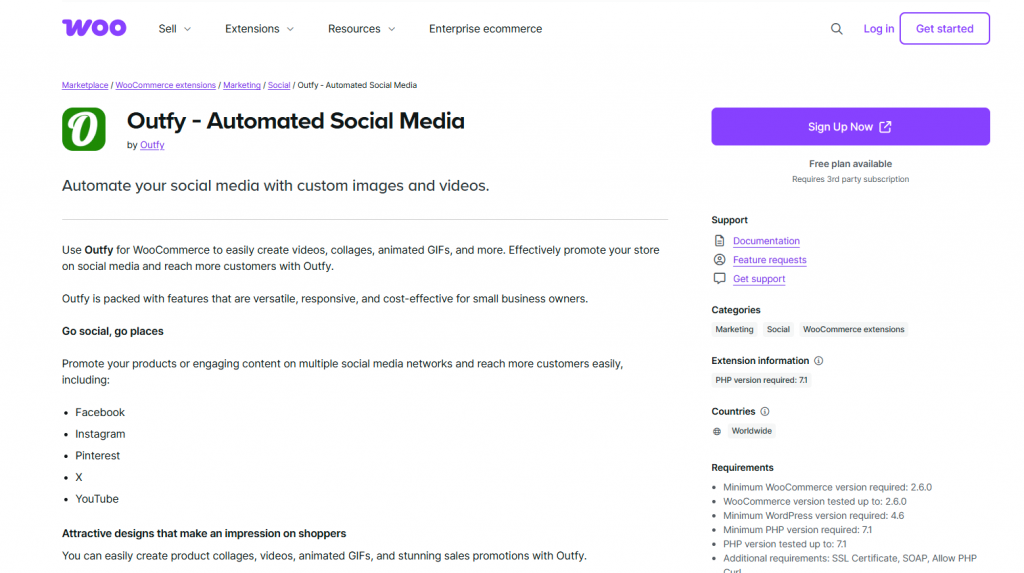 Outfy connects directly with your WooCommerce store to automate product sharing across multiple social media platforms.