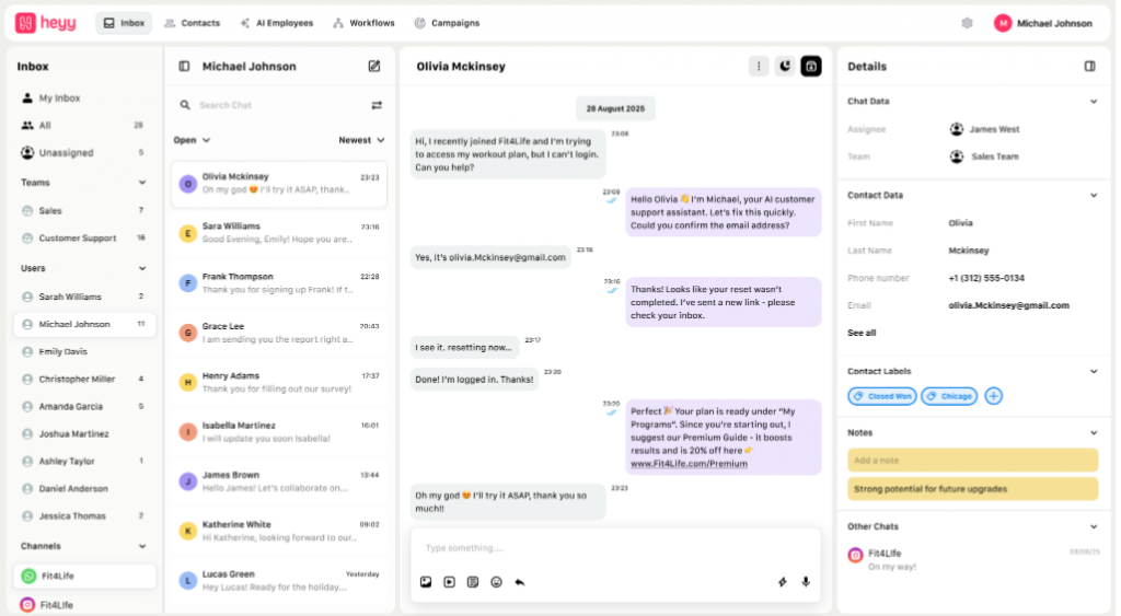 Heyy is an AI customer messaging platform