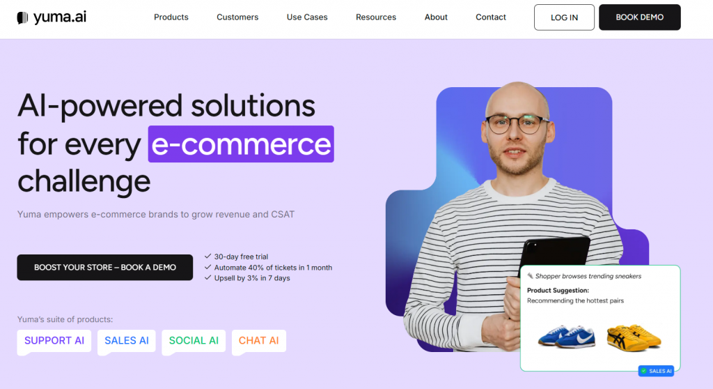 Yuma AI is an AI-powered support automation platform built to handle repetitive customer service tasks
