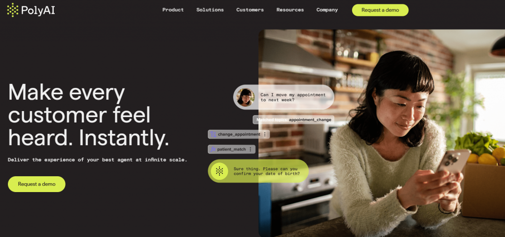 PolyAI is an AI platform focused on automating customer support over voice channels. 