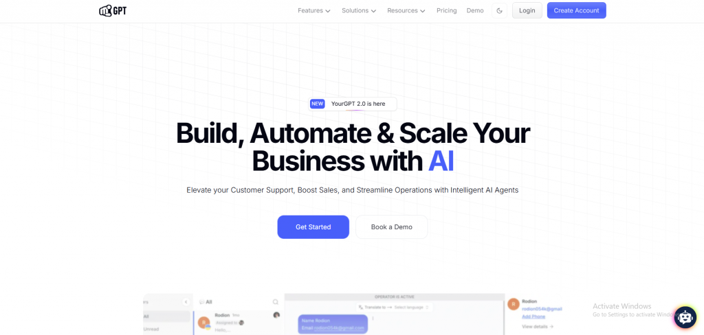 YourGPT dashboard image