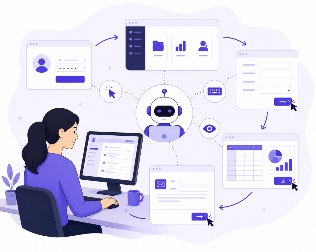Computer Use Agent automating digital workflows across apps, forms, and reports.