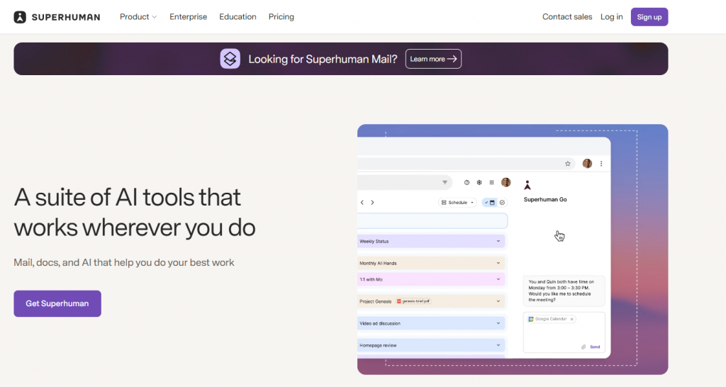 Superhuman homepage