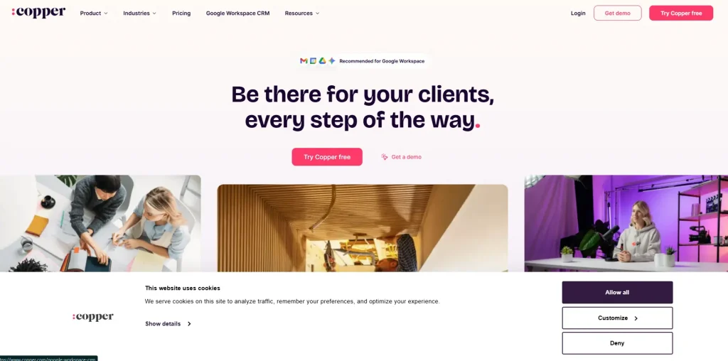 Copper CRM homepage 