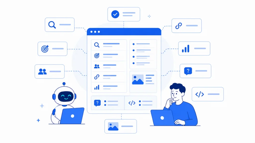 AI and marketer building a structured content brief.