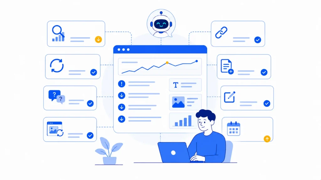 Marketer using AI to refresh and improve existing content.