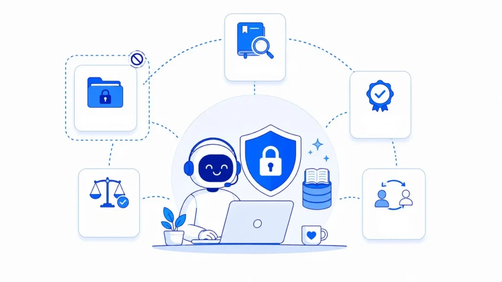 AI support agent security with data governance, compliance, privacy, and secure knowledge management.