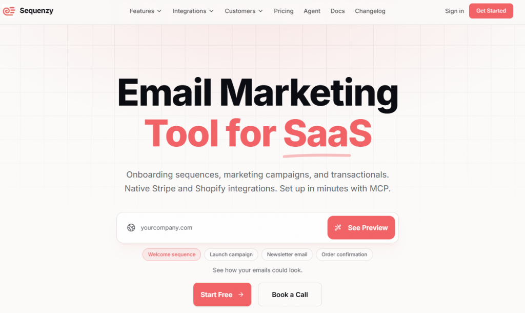 Sequenzy home page