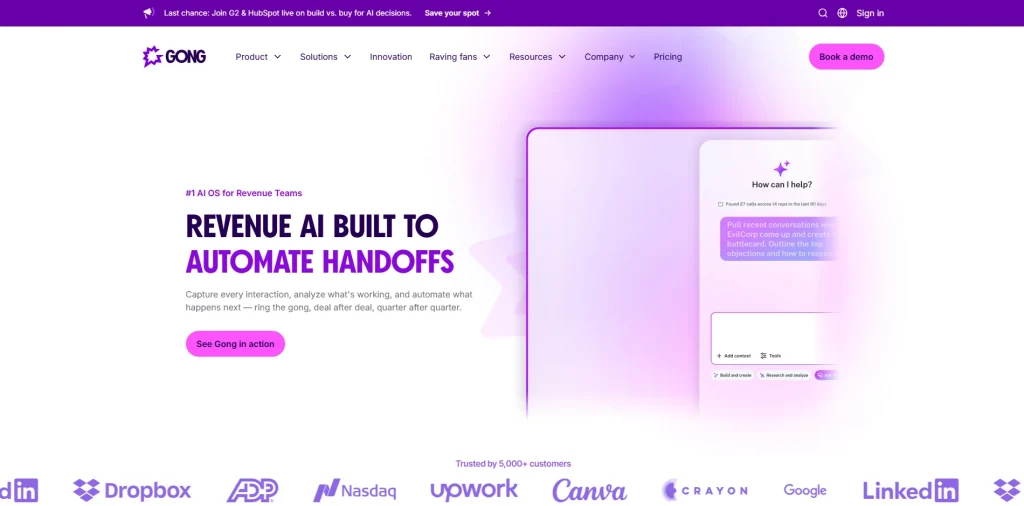 Gong home page