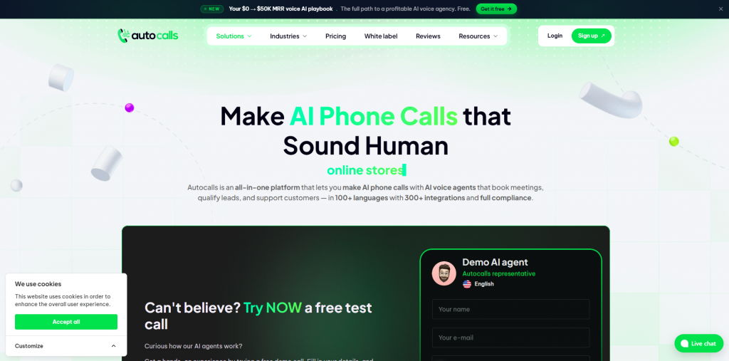 Home page of Autocalls