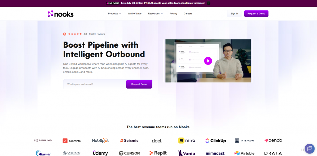 Home page of Nooks 