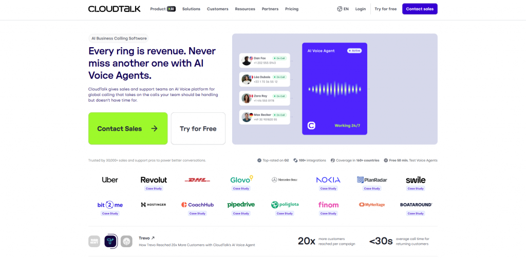 Home page of CloudTalk