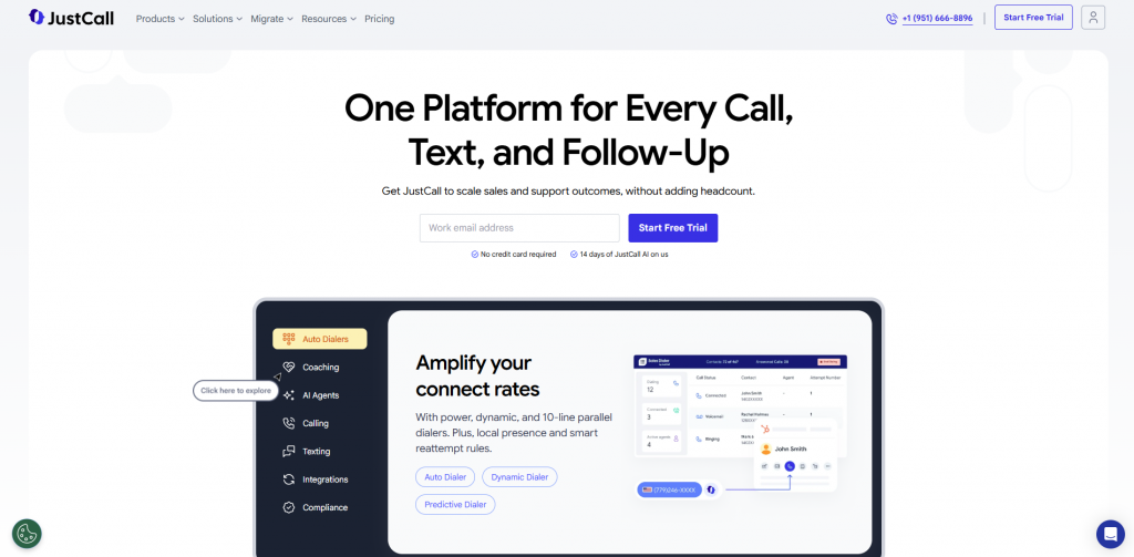 Home page of JustCall